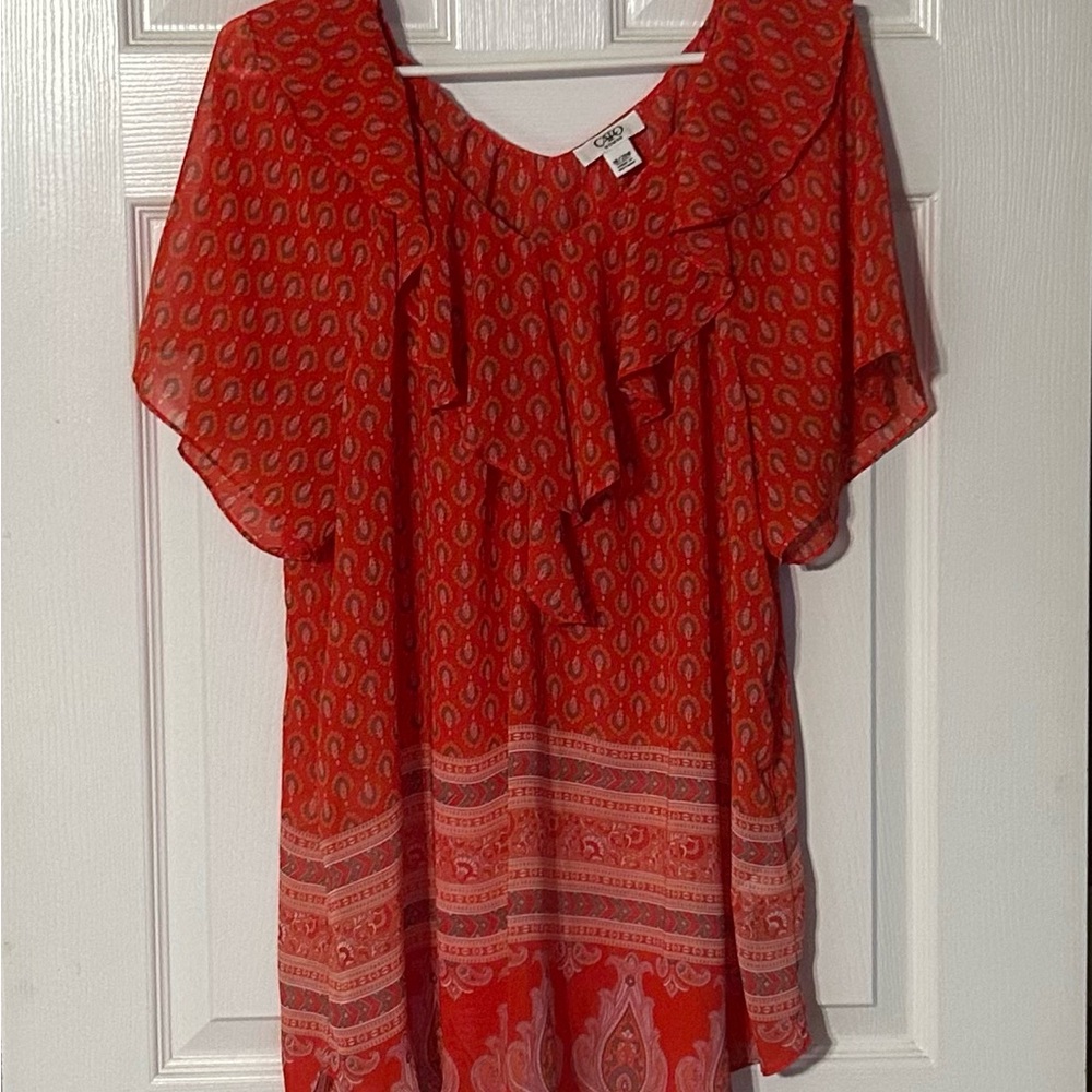 Cato‎ Red Paisley Women's Top